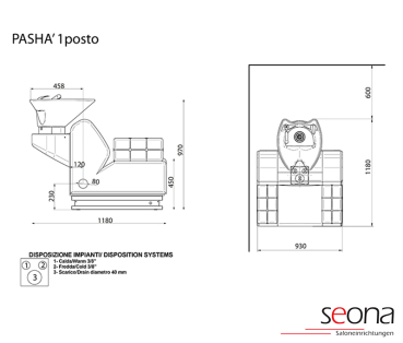 Waschsofa PASHA mit/ohne LED